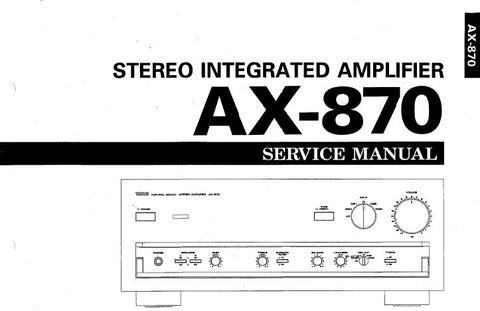 YAMAHA AX-870 STEREO INTEGRATED AMPLIFIER SERVICE MANUAL INC BLK DIAG PCB'S SCHEM DIAGS AND PARTS LIST 22 PAGES ENG