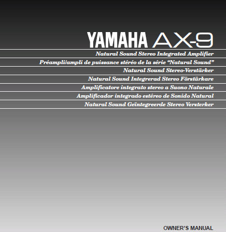 YAMAHA AX-9 STEREO INTEGRATED AMPLIFIER OWNER'S MANUAL INC CONN DIAGS AND TRSHOOT GUIDE 15 PAGES ENG