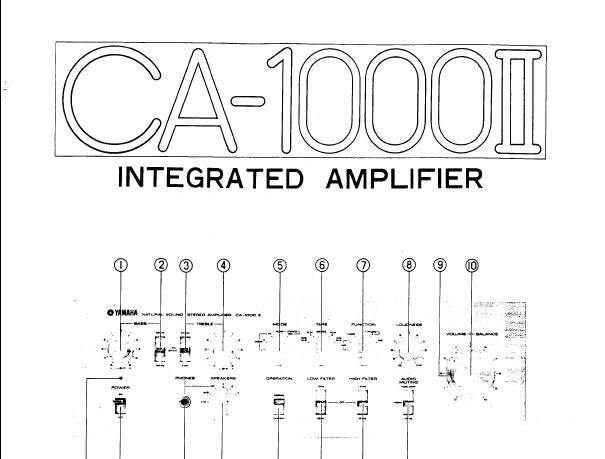 YAMAHA CA-1000II STEREO INTEGRATED AMPLIFIER SERVICE MANUAL INC SCHEM DIAG AND BLK DIAG 7 PAGES ENG