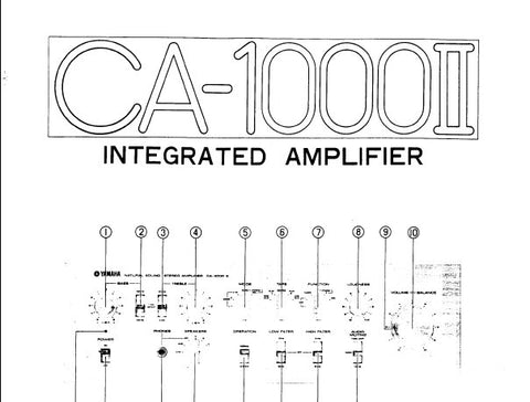 YAMAHA CA-1000II STEREO INTEGRATED AMPLIFIER SERVICE MANUAL INC SCHEM DIAG AND BLK DIAG 7 PAGES ENG
