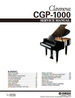 YAMAHA CGP-1000 CLAVINOVA SERVICE MANUAL INC PCBS CIRC DIAGS AND PARTS LIST 193 PAGES ENG