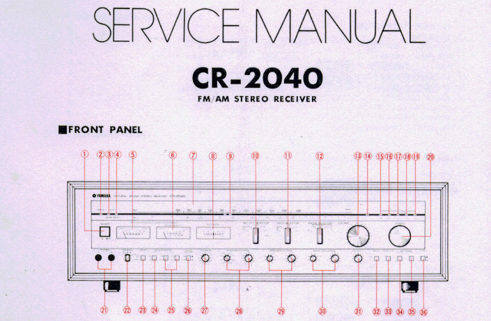 YAMAHA CR-2040 AM FM STEREO RECEIVER SERVICE MANUAL INC BLK DIAG WIRING DIAG AND SCHEM DIAG 16 PAGES ENG