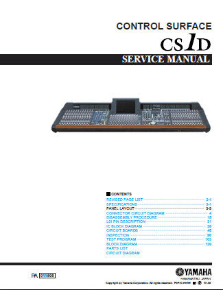 YAMAHA CS1D CONTROL SURFACE MIXING CONSOLE SERVICE MANUAL INC CONN CIRC DIAG CIRC BOARDS BLK DIAG AND PARTS LIST 479 PAGES ENG