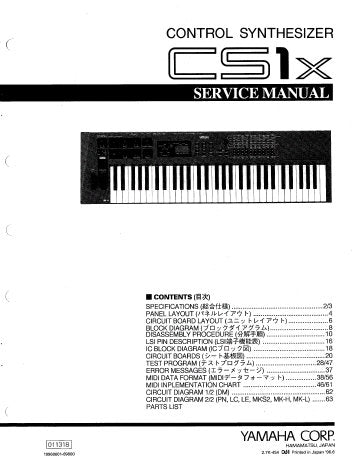 YAMAHA CS1X CONTROL SYNTHESIZER SERVICE MANUAL INC CIRC BOARD LAYOUT BLK DIAG CIRC DIAGS AND PARTS LIST 61 PAGES ENG