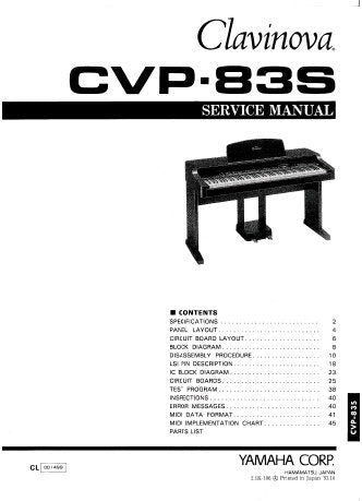 YAMAHA CVP-83S CLAVINOVA SERVICE MANUAL INC BLK DIAG PCBS AND PARTS LIST 59 PAGES ENG