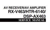 YAMAHA DSP-AX463 AV AMPLIFIER RX-V463 HTR-6140 AV RECEIVER SERVICE MANUAL INC BLK DIAGS PCBS SCHEM DIAGS AND PARTS LIST 122 PAGES ENG