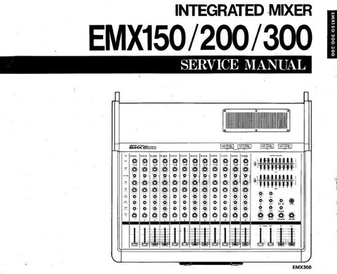 YAMAHA EMX150 EMX200 EMX300 INTEGRATED MIXER SERVICE MANUAL INC BLK DIAG PCBS SCHEM DIAGS AND PARTS LIST 36 PAGES ENG