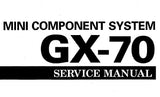 YAMAHA GX-70 MINI COMPONENT SYSTEM SERVICE MANUAL INC PCBS BLK DIAG SCHEM DIAGS AND PARTS LIST 79 PAGES ENG