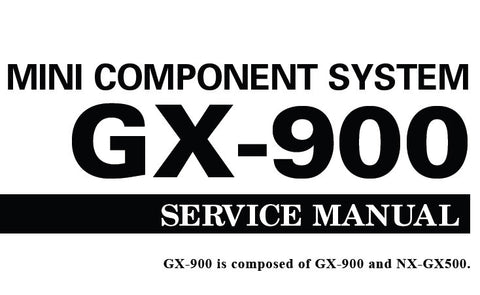 YAMAHA GX-900 NX-GX500 MINI COMPONENT SYSTEM SERVICE MANUAL INC BLK DIAG PCBS SCHEM DIAGS AND PARTS LIST 103 PAGES ENG