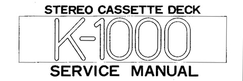 YAMAHA K-1000 STEREO CASSETTE DECK SERVICE MANUAL INC BLK DIAG PCBS AND SCHEM DIAG 51 PAGES ENG