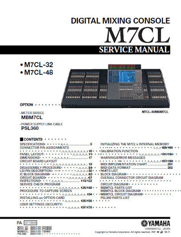 YAMAHA M7CL-32 M7CL-48 DIGITAL MIXING CONSOLE SERVICE MANUAL INC BLK DIAGS PCBS SCHEM DIAGS AND PARTS LIST 375 PAGES ENG