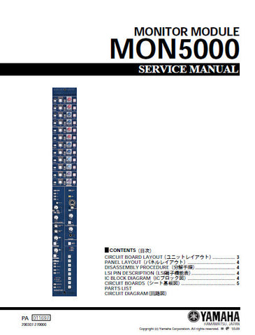 YAMAHA MON5000 MONITOR MODULE SERVICE MANUAL INC SCHEM DIAGS AND PARTS LIST 42 PAGES ENG JAP