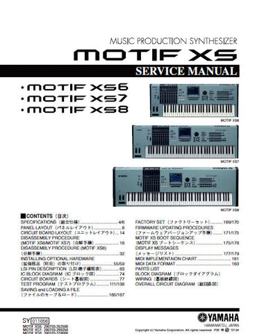 YAMAHA MOTIF XS MOTIF XS6 MOTIF XS7 MOTIF XS8 MUSIC PRODUCTION SYNTHESIZER SERVICE MANUAL INC BLK DIAG PCBS SCHEM DIAGS AND PARTS LIST 253 PAGES ENG JAP