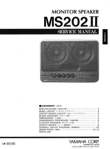 YAMAHA MS202II MONITOR SPEAKER SERVICE MANUAL INC BLK DIAG PCBS SCHEM DIAG AND PARTS LIST 19 PAGES ENG JAP