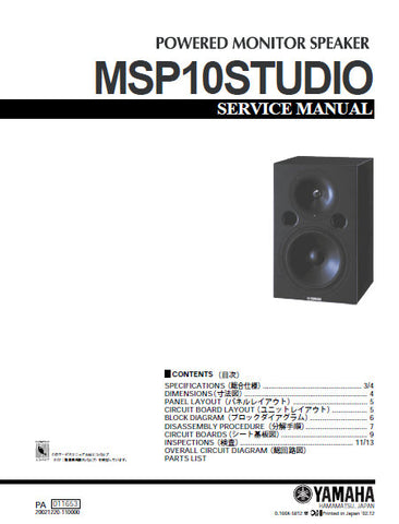 YAMAHA MSP10 STUDIO POWERED MONITOR SPEAKER SERVICE MANUAL INC BLK DIAG PCBS SCHEM DIAGS AND PARTS LIST 24 PAGES ENG JAP