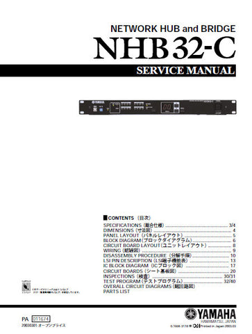 YAMAHA NHB32-C NETWORK HUB AND BRIDGE SERVICE MANUAL INC BLK DIAG PCBS SCHEM DIAGS AND PARTS LIST 73 PAGES ENG JAP