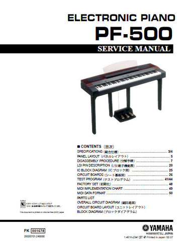 YAMAHA PF-500 ELECTRONIC PIANO SERVICE MANUAL INC BLK DIAG PCBS SCHEM DIAGS AND PARTS LIST 97 PAGES ENG JAP
