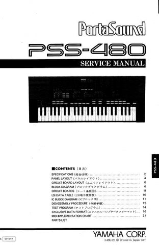 YAMAHA PSS-480 PORTASOUND MUSIC STATION SERVICE MANUAL INC BLK DIAG PCBS AND PARTS LIST 24 PAGES ENG JAP
