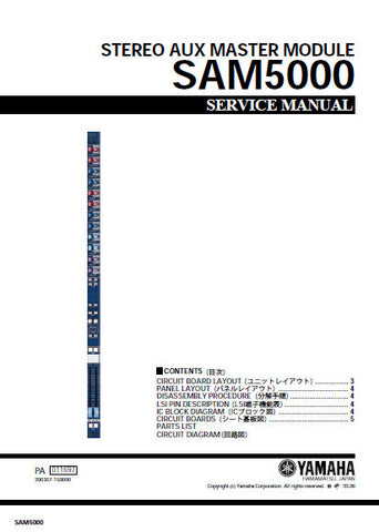 YAMAHA SAM5000 STEREO AUX MASTER MODULE SERVICE MANUAL INC SCHEM DIAGS AND PARTS LIST 33 PAGES ENG JAP
