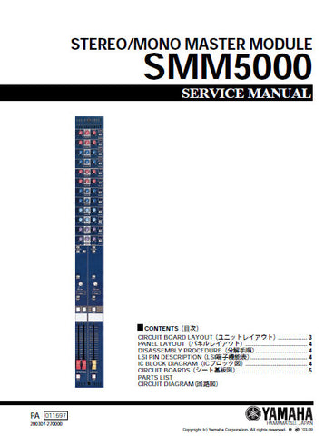 YAMAHA SMM5000 STEREO MONO MASTER MODULE SERVICE MANUAL INC SCHEM DIAGS AND PARTS LIST 44 PAGES ENG JAP